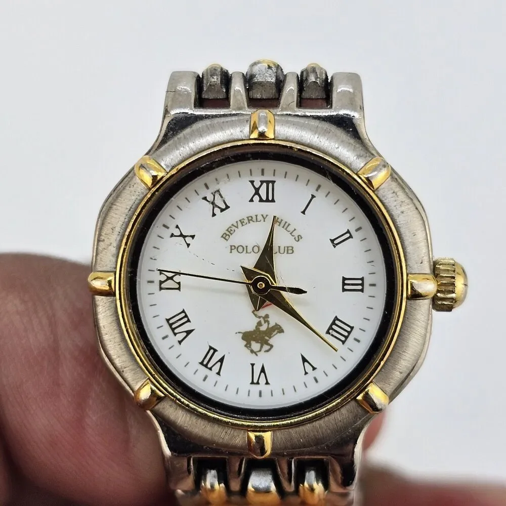 Beverly Hills Polo Club Watch Women 22MM White Dial Two Tone Band 6